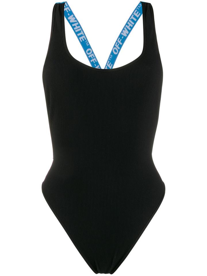 Off-white Logo Strap Bathing Suit - Black