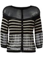 Jean Paul Gaultier Vintage Sheer Panel Striped Cardigan, Women's, Size: 40, Black