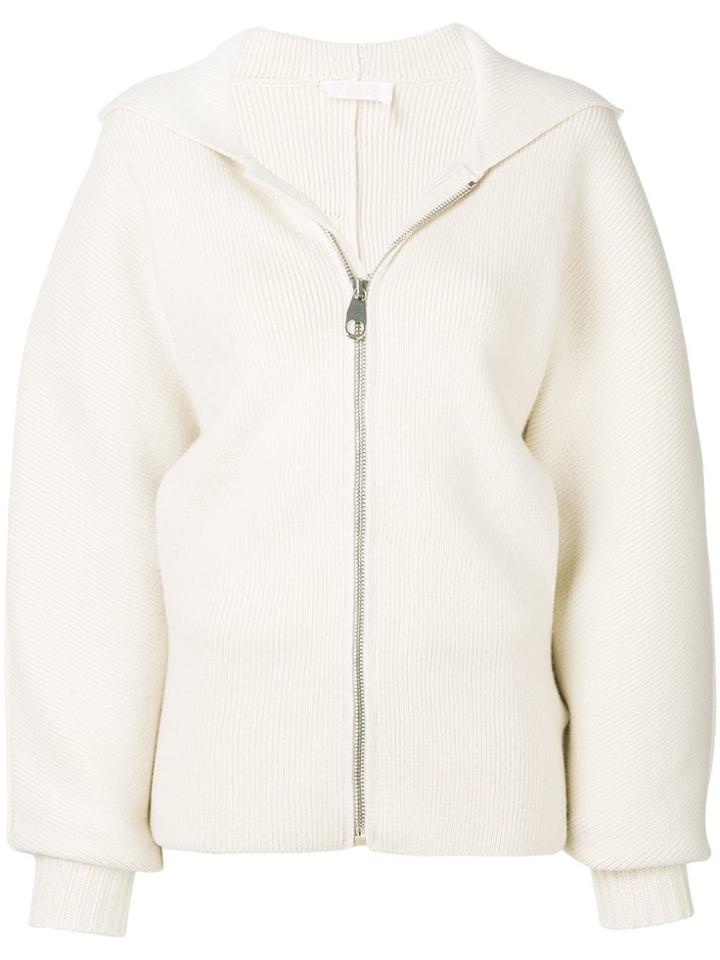 Chloé Ribbed Knitted Hoodie - Neutrals