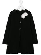 Il Gufo Knitted Flower Appliqué Cardigan, Girl's, Size: 10 Yrs, Black