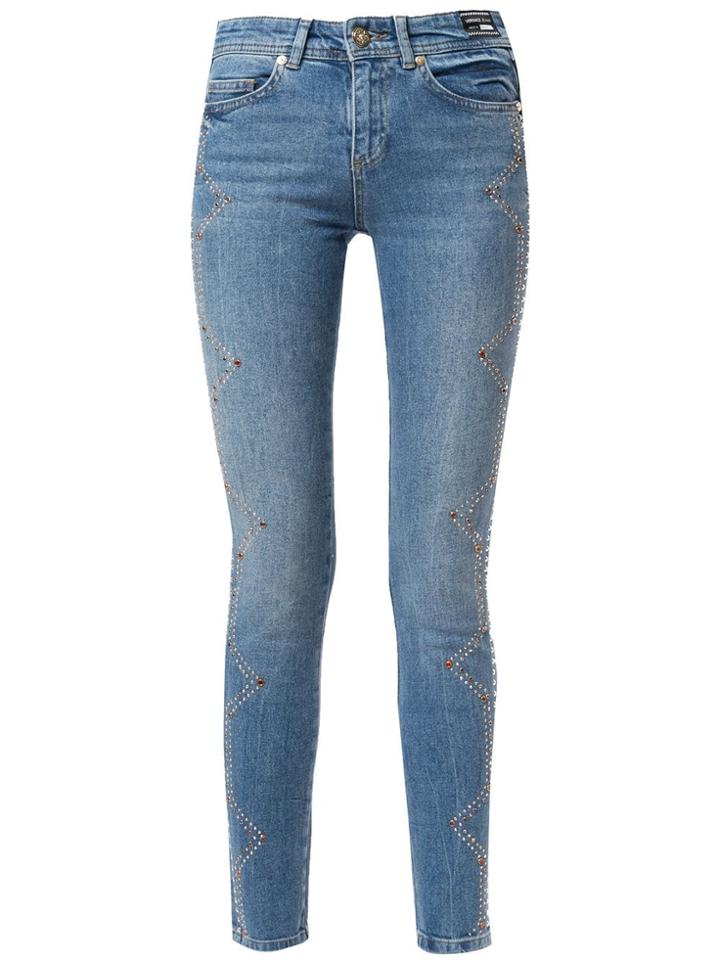 Versace Jeans Crystal-embellished Skinny Jeans - Blue