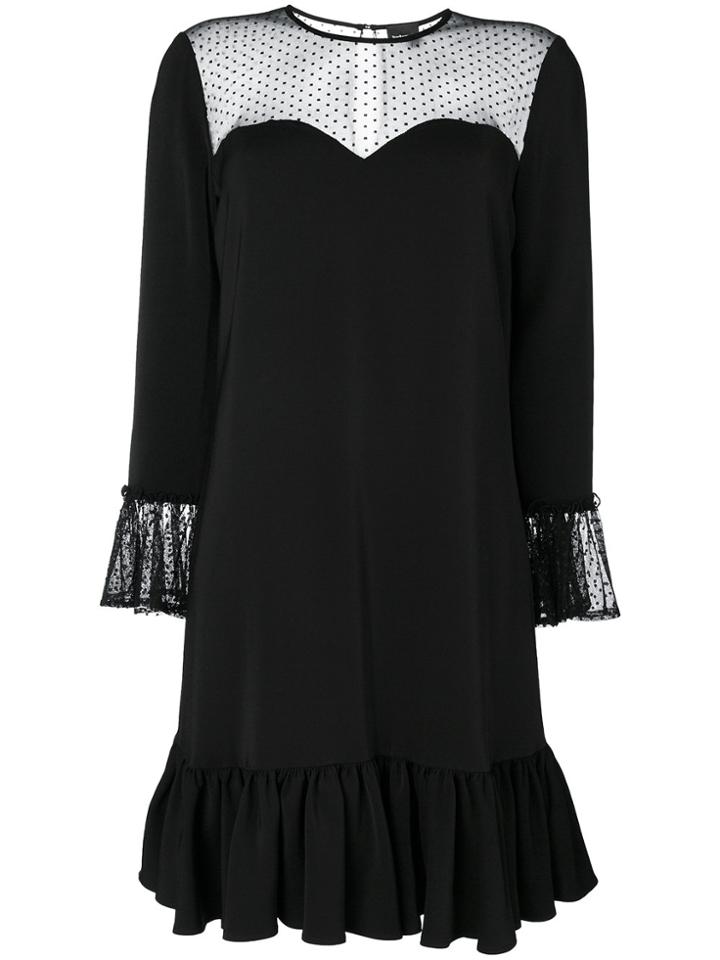 Just Cavalli Mesh Frill Trim Dress - Black