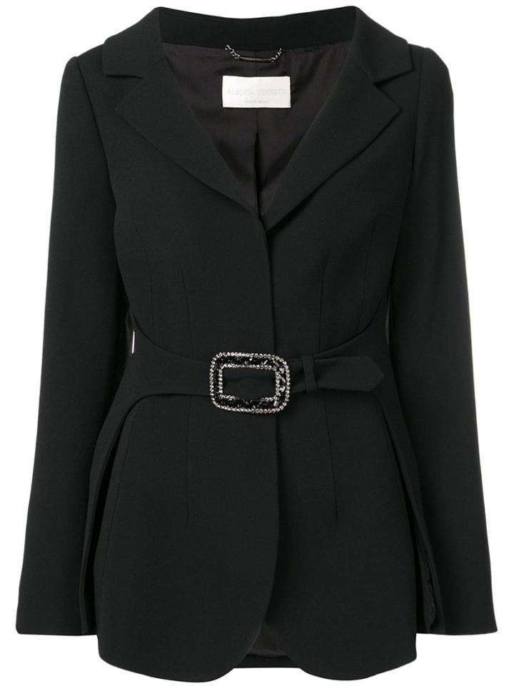 Alberta Ferretti Embellished Belted Blazer - Black