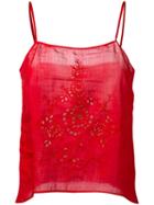 Forte Forte - Open Embroidery Camisole Top - Women - Ramie - 2, Red, Ramie