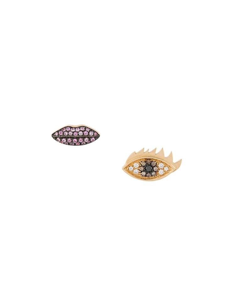 Delfina Delettrez 18kt Yellow Gold, Diamond And Sapphire Anatomik Lips