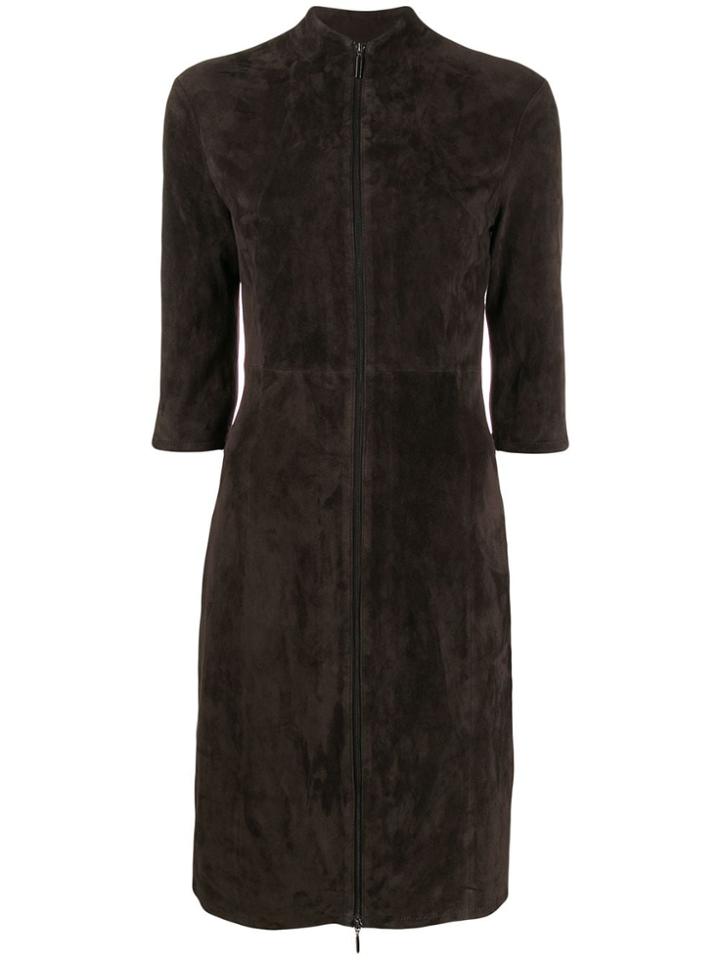 Arma Suede Pencil Dress - Grey