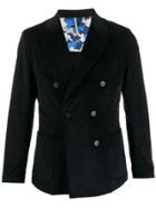 Entre Amis Corduroy Double Breasted Blazer - Blue