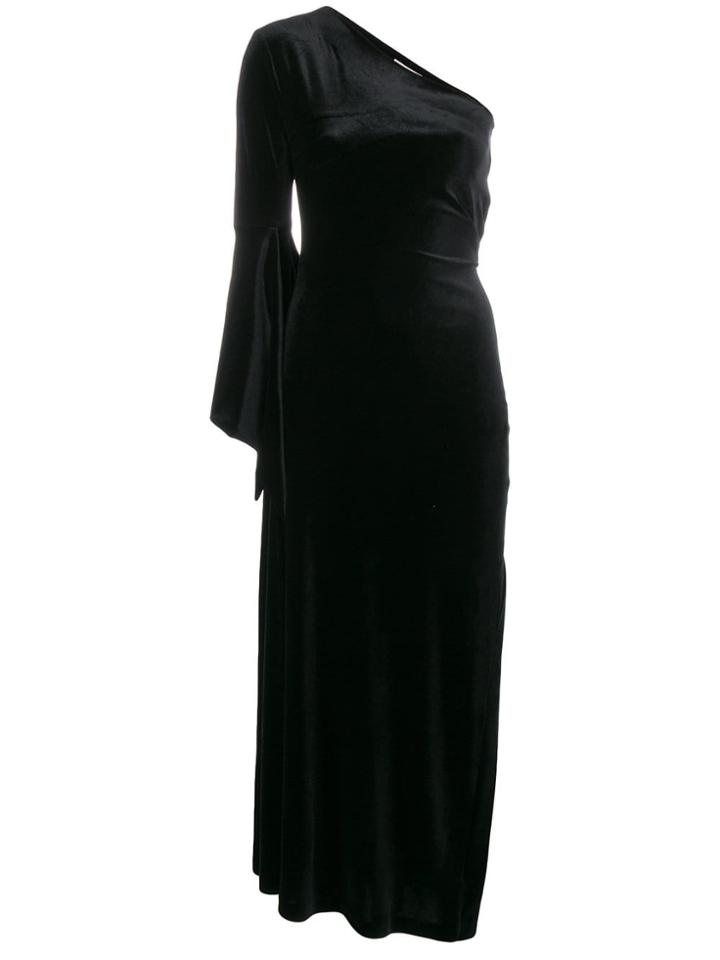 Ssheena Velvet Aria One Shoulder Dress - Black