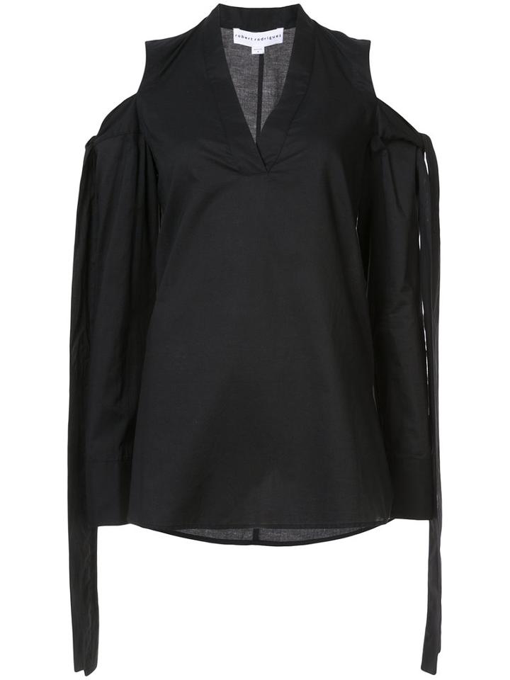 Robert Rodriguez - Cut-detail Blouse - Women - Cotton - 6, Black, Cotton