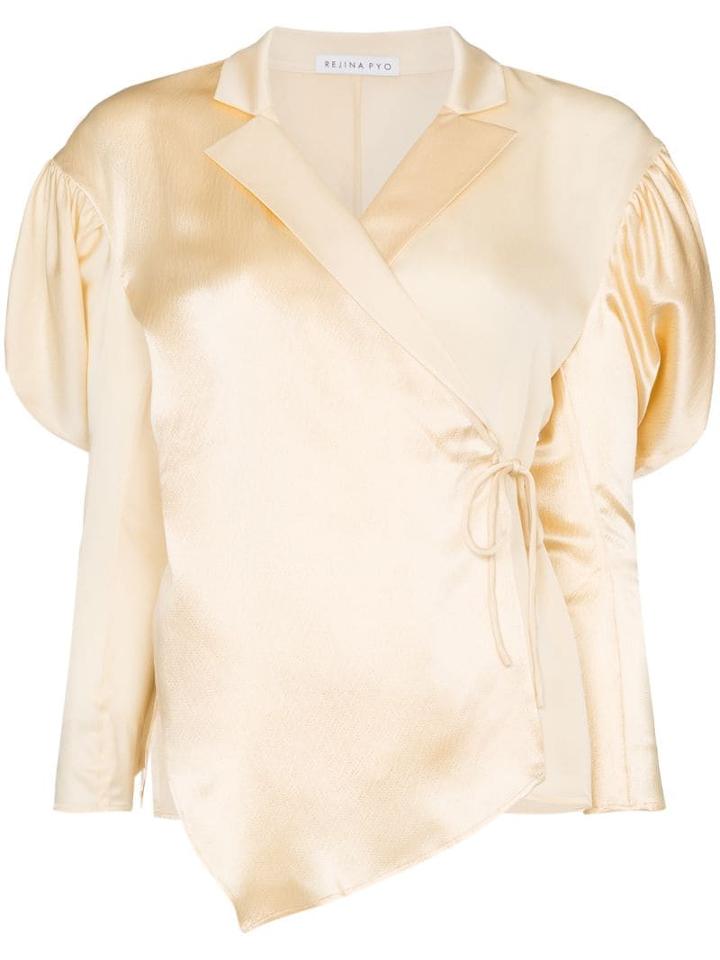 Rejina Pyo Wrap-style Puff-shoulder Blouse - Ivory