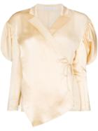 Rejina Pyo Wrap-style Puff-shoulder Blouse - Ivory