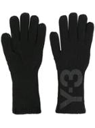 Y-3 Logo Print Gloves - Black