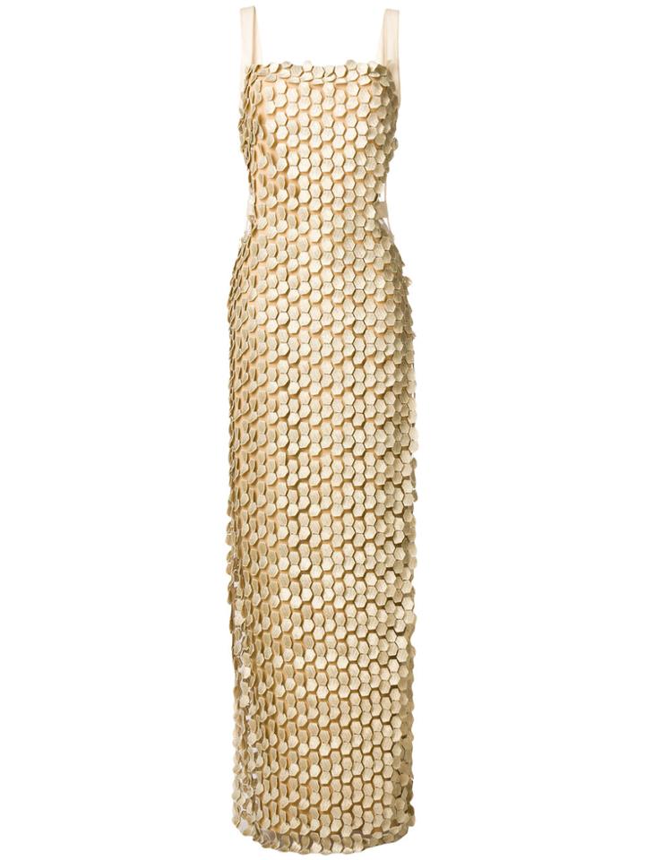Alberta Ferretti Applique Gown - Metallic