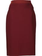 Mugler Stitch Detail Straight Skirt - Red