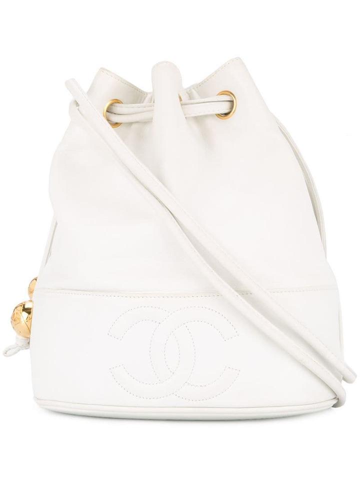 Chanel Pre-owned Logos Bucket Bag - White