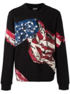 Just Cavalli American Flag Printed Sweatshirt, Men's, Size: Small, Black, Cotton/polyester