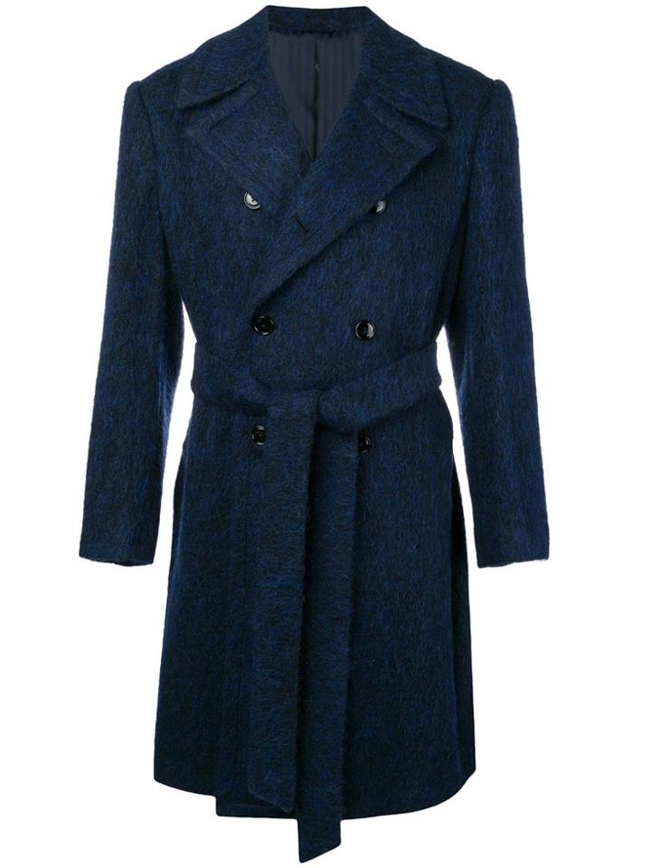 Mp Massimo Piombo Belted Double Breasted Coat - Blue