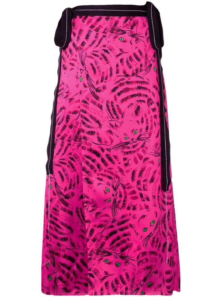 Marni Cat Print Wrap Skirt - Pink