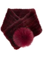 N.peal Fox Fur Trim Neckwarmer - Red