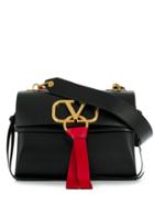 Valentino Valentino Garavani V Ring Medium Shoulder Bag - Black