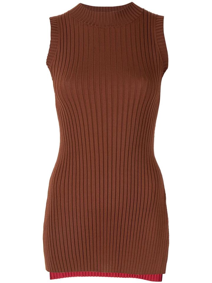 Le Ciel Bleu Two-tone Knit Top - Brown