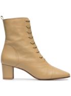 By Far Lada 55 Lace-up Leather Ankle Boots - Neutrals
