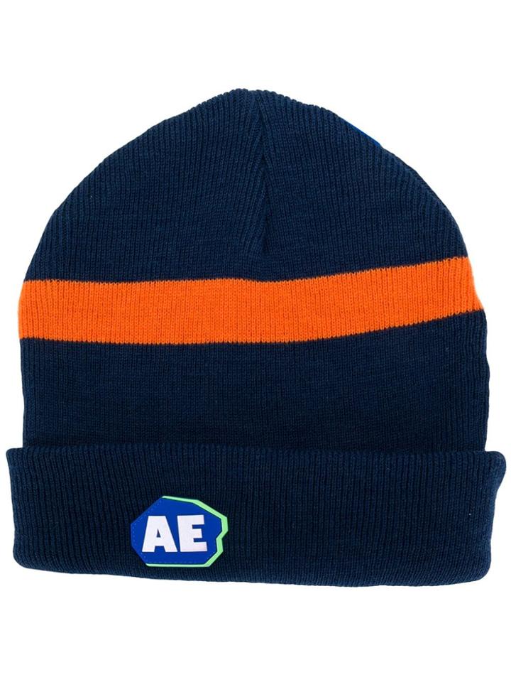Ader Error Stripe Detail Logo Embroidered Hat - Blue