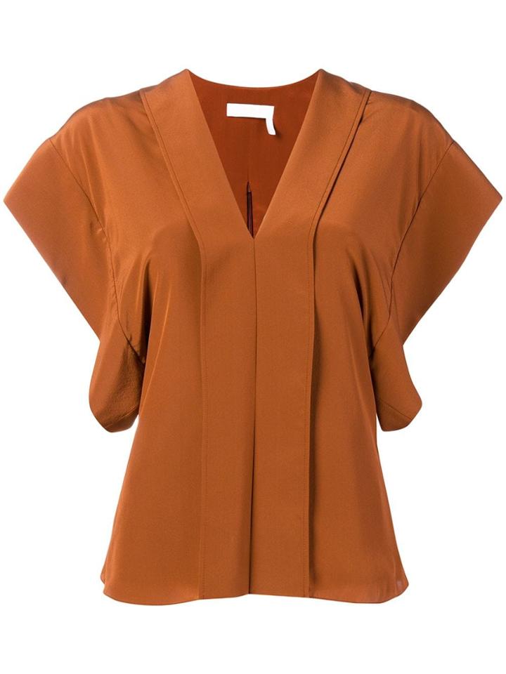Chloé Pleated Detail Top - Brown