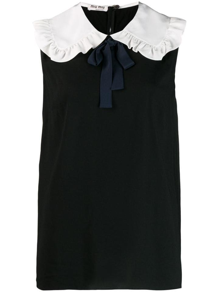 Miu Miu Crepe De Chine Ribbon Top - Black