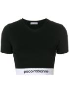 Paco Rabanne Logo Print Cropped T-shirt - Black