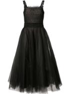 Marchesa Notte Tulle Flared Dress, Women's, Size: 16, Black, Polyester