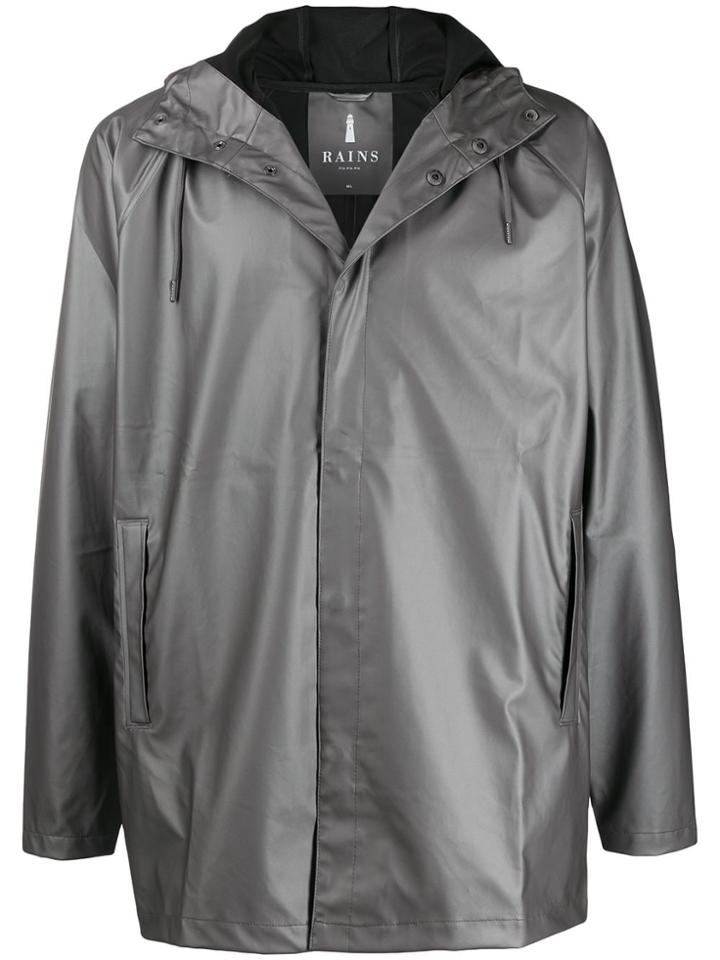 Rains Hooded Short Coat - Grey