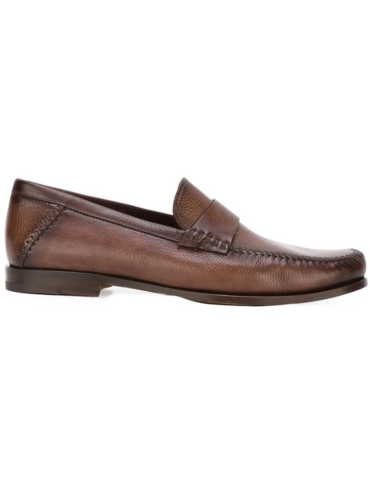 Santoni Stitch Detail Loafers