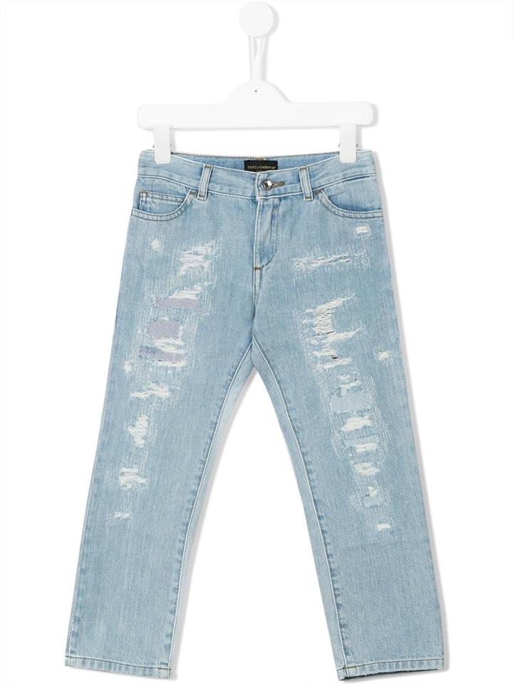 Dolce & Gabbana Kids Ripped Jeans, Toddler Boy's, Size: 2 Yrs, Blue