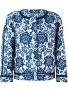 Ermanno Scervino Floral Jacquard Jacket, Women's, Size: 42, Blue, Polyester/polyamide/silk
