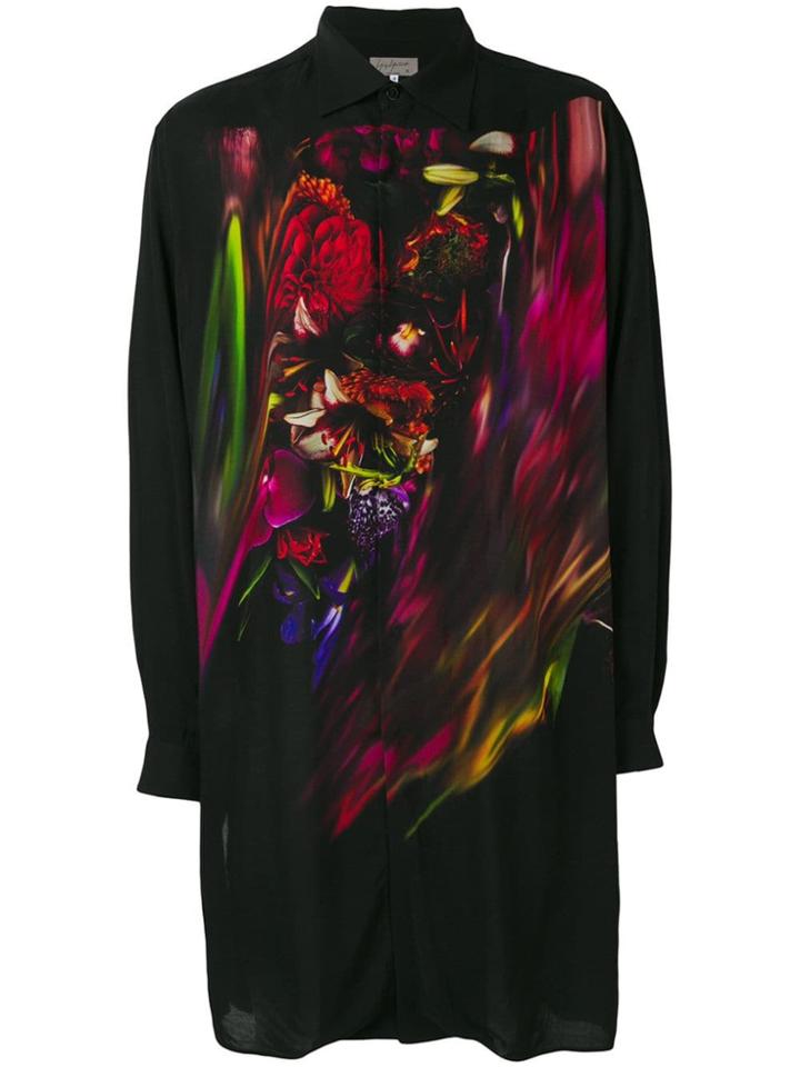 Yohji Yamamoto Floral Print Long Shirt - Black