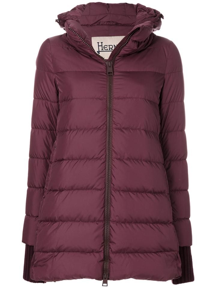 Herno Padded Zip Coat - Pink & Purple
