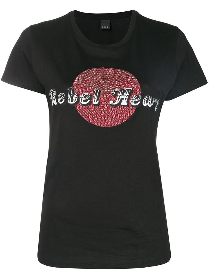 Pinko Rebel Heart Print T-shirt - Black