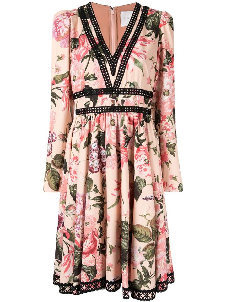 Ingie Paris Floral Flared Midi Dress - Pink