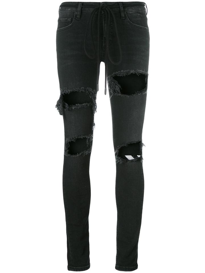Off-white Ripped Skinny Jeans, Women's, Size: 29, Black, Cotton/spandex/elastane
