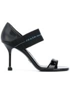 Prada Patent Elastic Strap Heels - Black
