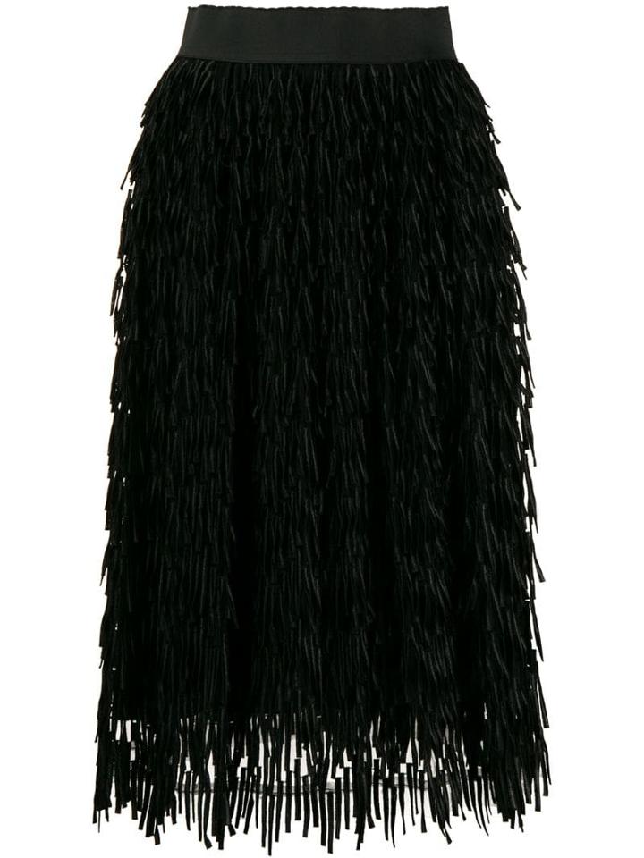 Dolce & Gabbana Embroidered High Waist Skirt - Black