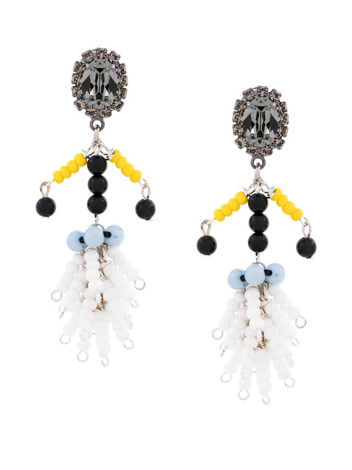 Marni Beaded Jewelled Clip-on Earrings - White