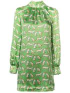 Milly Leopard Print Short Dress - Green