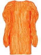 Rotate Textured Crinkle Mini Dress - Orange