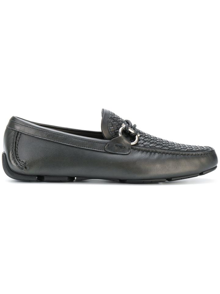 Salvatore Ferragamo Classic Woven Loafers - Black