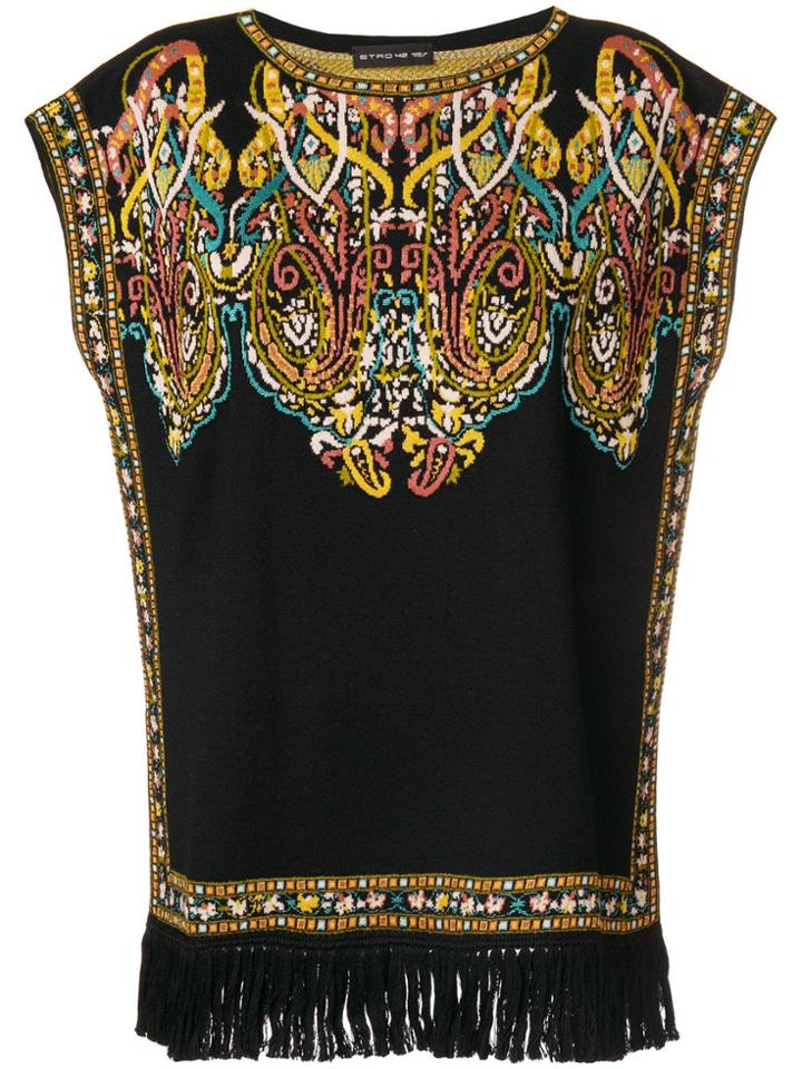 Etro Fringed Hem Sweater - Black