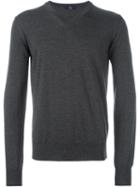 Fay V-neck Ribbed Sweater, Men's, Size: 48, Grey, Virgin Wool