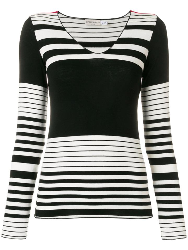 Giorgio Armani Vintage Asymmetric Striped Blouse - Black