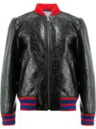 Gucci Gg Web Patent Bomber Jacket - Black